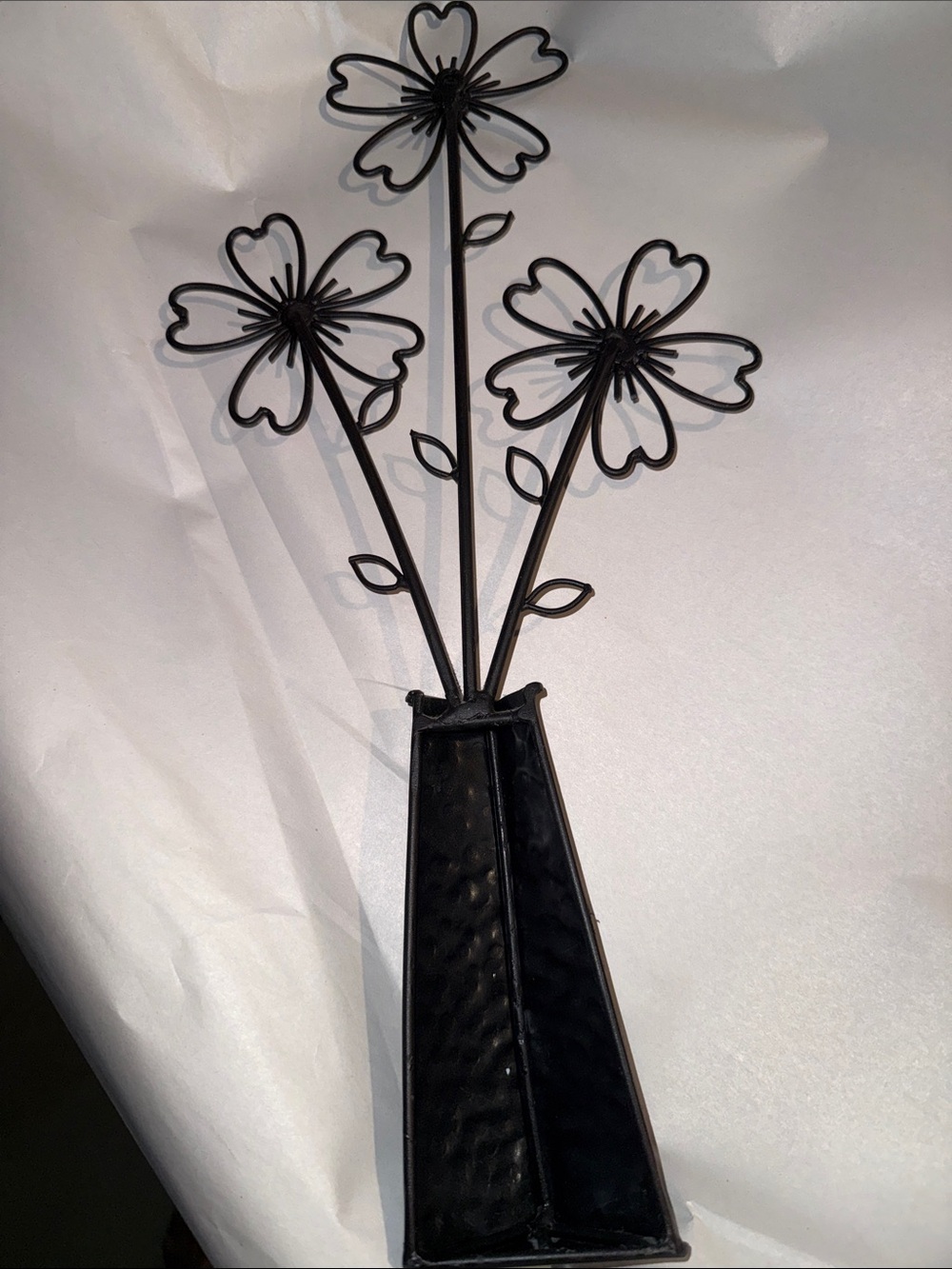Black Metal Flower Vase Accent - Decorative Stem Arrangement - Picture 3 of 11